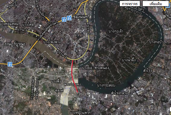 สะพานภูมิพล 1 และ 2 ใน google map